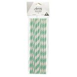Paille en papier motif chevron blanc et vert x20