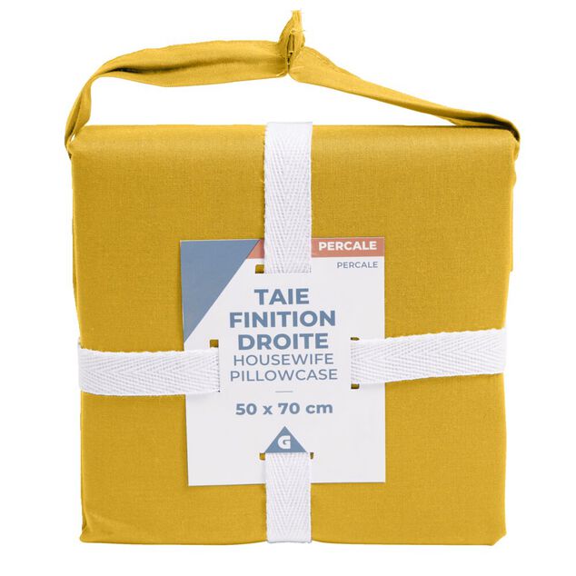 Taie d'oreiller 50x70cm 100% coton percale finition droite marron