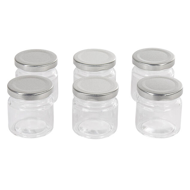 Pot &agrave; drag&eacute;es en verre avec bouchon m&eacute;tal x6