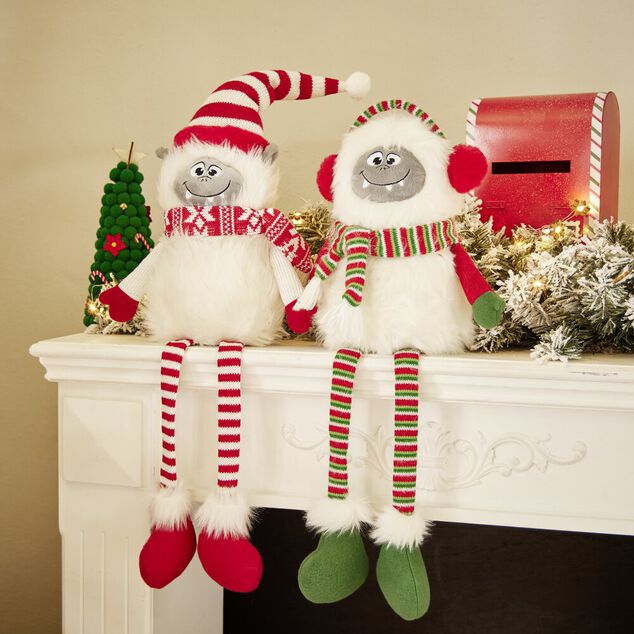 Personnage à poser yéti jambes pendantes H59cm - 2 modèles