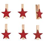 Pince en bois avec décor étoile x6