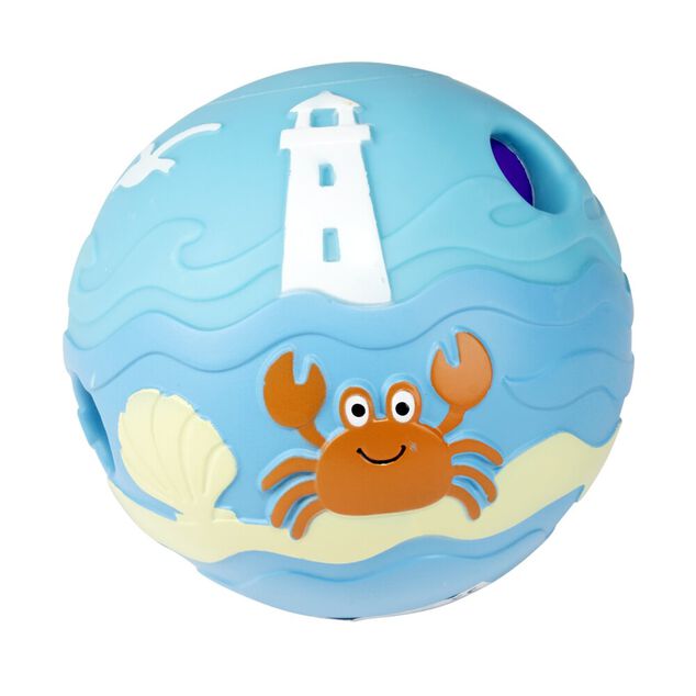 Balle pour chien int&eacute;ractive sonore th&egrave;me oc&eacute;an PVC bleu &Oslash;14cm