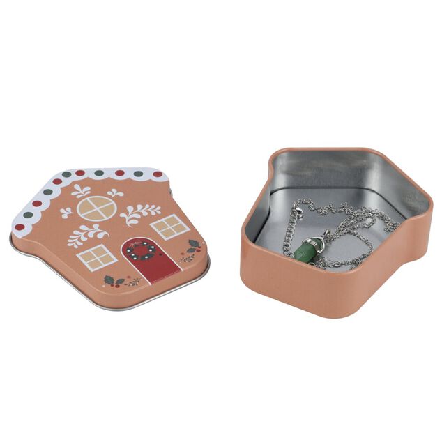 Bo&icirc;te cadeau m&eacute;tal forme maison motif No&euml;l 9xH11cm (3 mod&egrave;les)