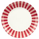 Assiette plate porcelaine motifs noeud et rayures blancs et rouges &Oslash;26,5cm