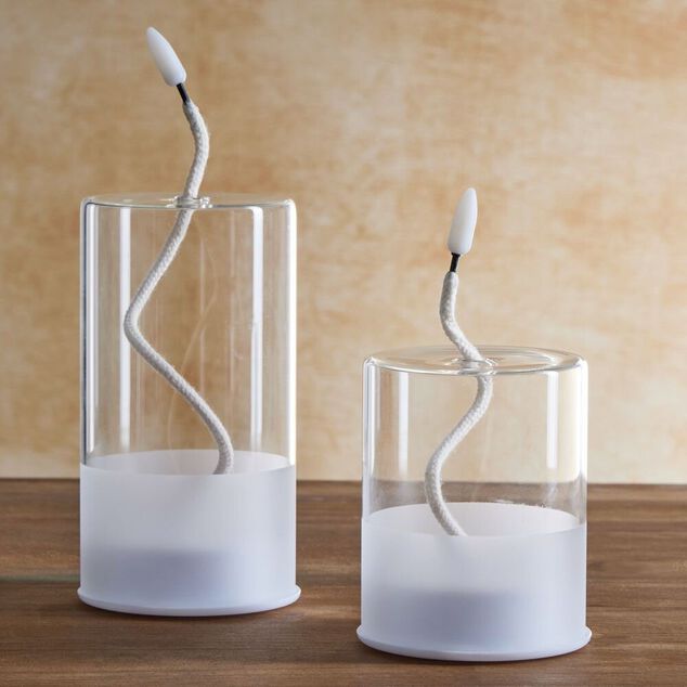 Bougie en verre &agrave; LED &Oslash;8xH10cm