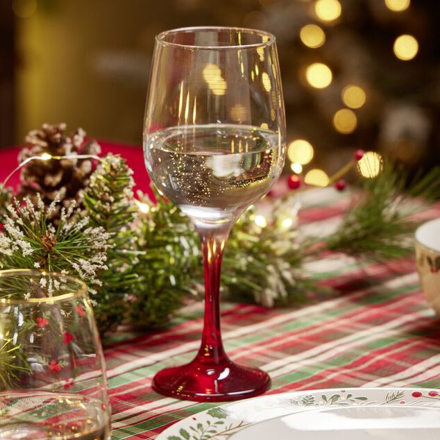 Verre à vin x3 avec pied rouge fumé 39,5cl