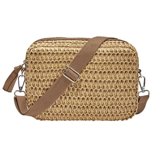 Sac à main bandoulière effet paille fermeture zippée 21x7xH15cm (2 modèles)