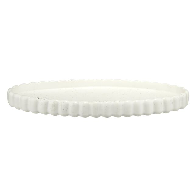 Porte-savon fa&ccedil;on cannel&eacute; gr&egrave;s blanc 13x9,5xH2,5cm
