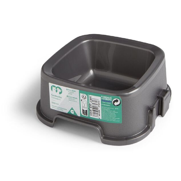 Gamelle carrée grise 500ml - plastique 16,6x16,6xH6,5cm