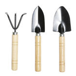Lot de 3 outils de jardin en bois pelle/râteau/bêche