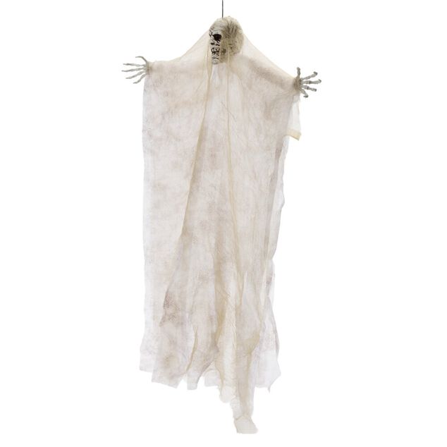 D&eacute;coration Halloween &agrave; suspendre fant&ocirc;me squelette H66cm (2 mod&egrave;les)