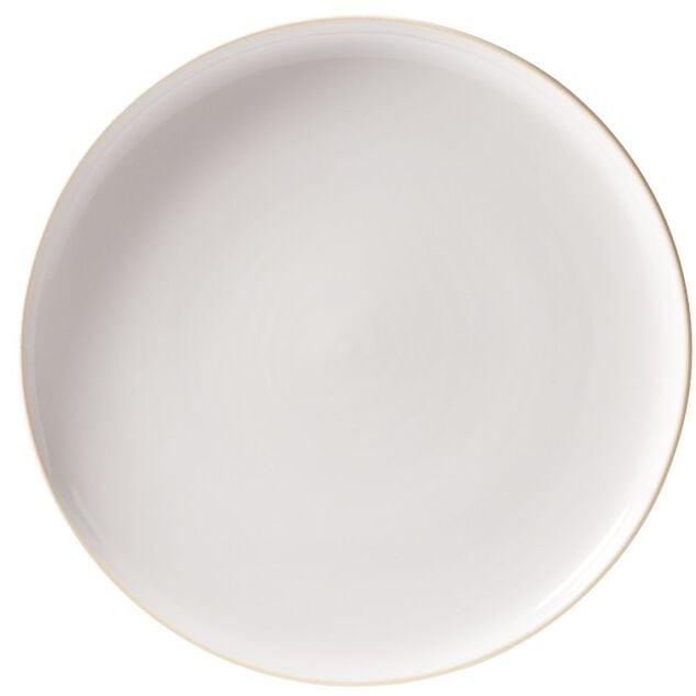 Assiette plate fa&iuml;ence gris bord liser&eacute; cr&egrave;me &Oslash;27cm