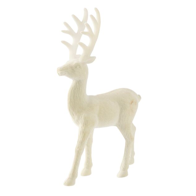 Renne de No&euml;l floqu&eacute; effet velours H24cm (2 mod&egrave;les)