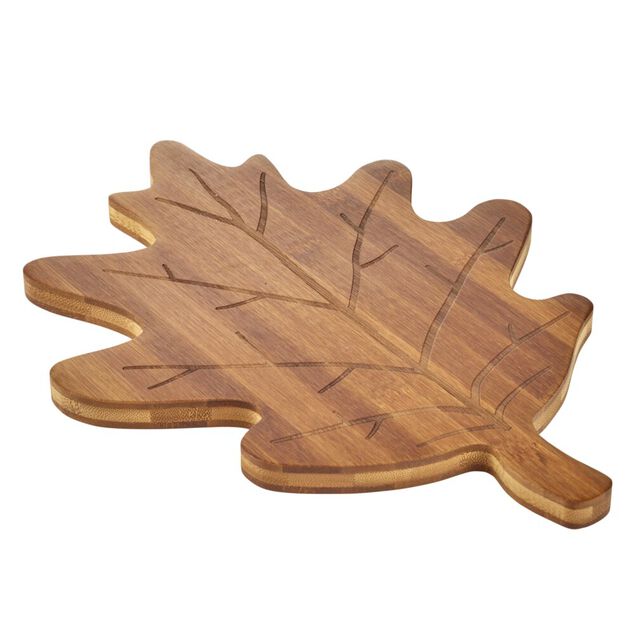 Planche &agrave; d&eacute;couper forme automne bambou marron 28x35cm (2 mod&egrave;les)