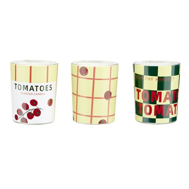 Bougie parfum&eacute;e x3 dans pot verre d&eacute;cor&eacute; &Oslash;5xH6cm (3 mod&egrave;les)