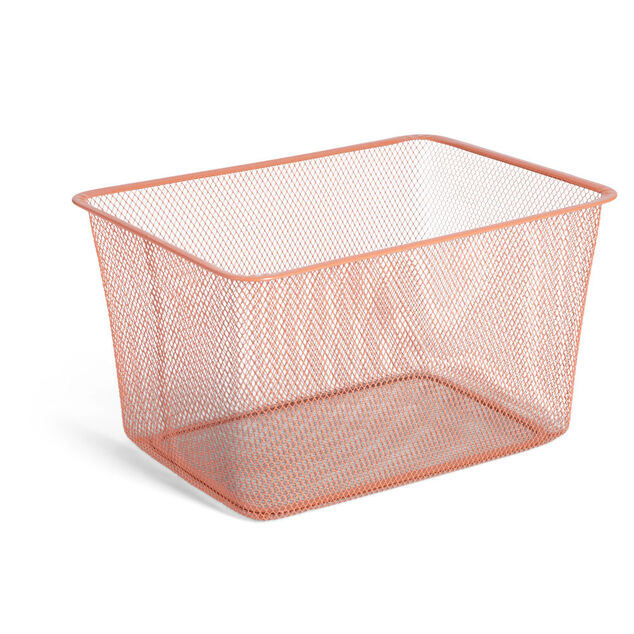 Bac de rangement m&eacute;tal rouge ou gris 41x29,5xH23cm