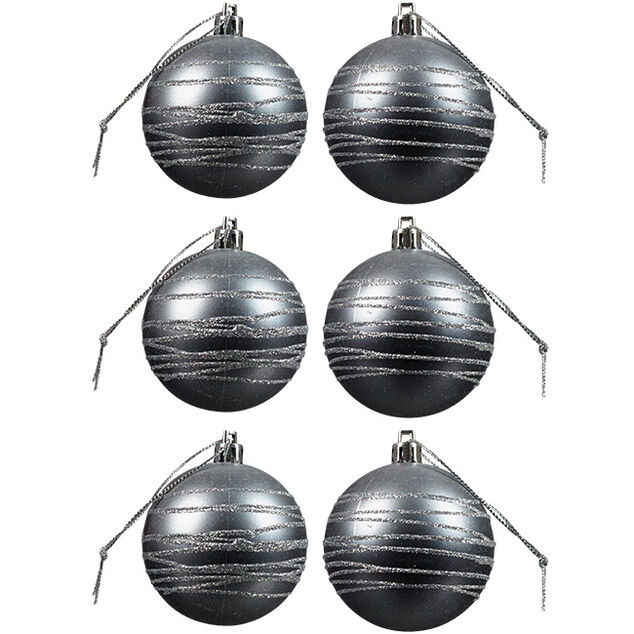 Boule de No&euml;l argent&eacute;e x6