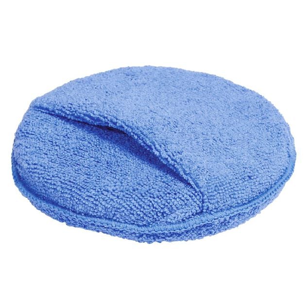 Bloc &eacute;ponge ronde microfibre bleu 15x15cm x2