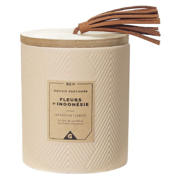 Bougie parfum&eacute;e ivoire senteur fleurs d'Indon&eacute;sie 50H