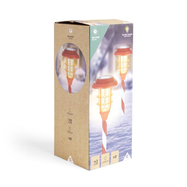 Lot de 2 bornes solaires &agrave; planter H43,5cm