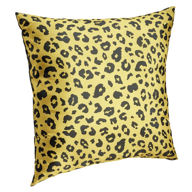 Coussin d'ext&eacute;rieur d&eacute;perlant motif l&eacute;opard jaune et noir 40x40cm
