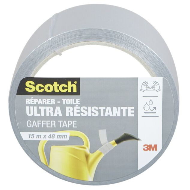 Adh&eacute;sif toile Scotch large ultra r&eacute;sistant gris