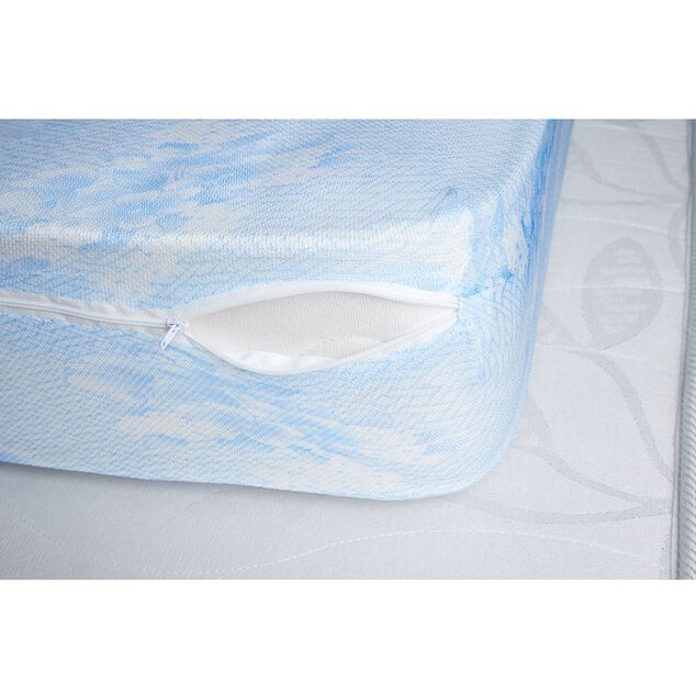 Housse r&eacute;nove matelas 2 personnes 140x190 cm imprim&eacute; gris