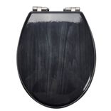 Abattant WC en bois noir déclipsable et frein de chute taille universelle