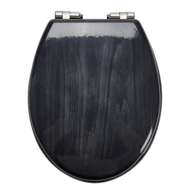 Abattant WC en bois noir déclipsable et frein de chute taille universelle