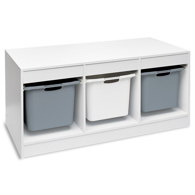 Structure de rangement horizontale pour 3 bacs coulissants