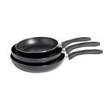 Lot de 3 po&ecirc;les tous feux sauf induction aluminium noir &Oslash;20/24/26cm