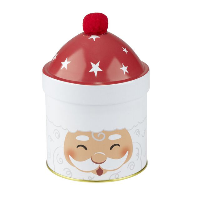 Boîte alimentaire forme Père Noël avec pompon métal Ø9XH14 cm