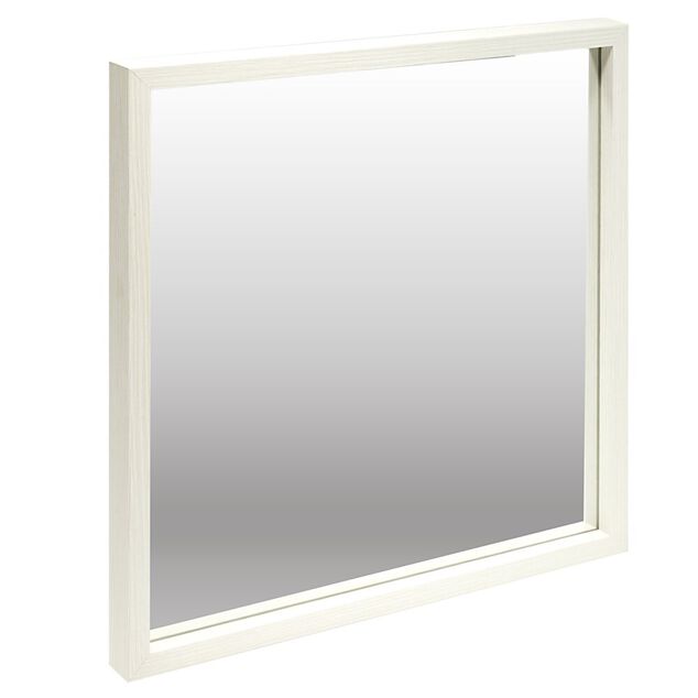 Miroir carré bord bois blanc 39,5x39,5cm