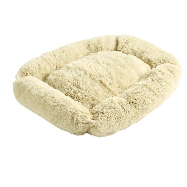 Couchage rond pour animal polyester et coton L90X70XH20 cm taupe