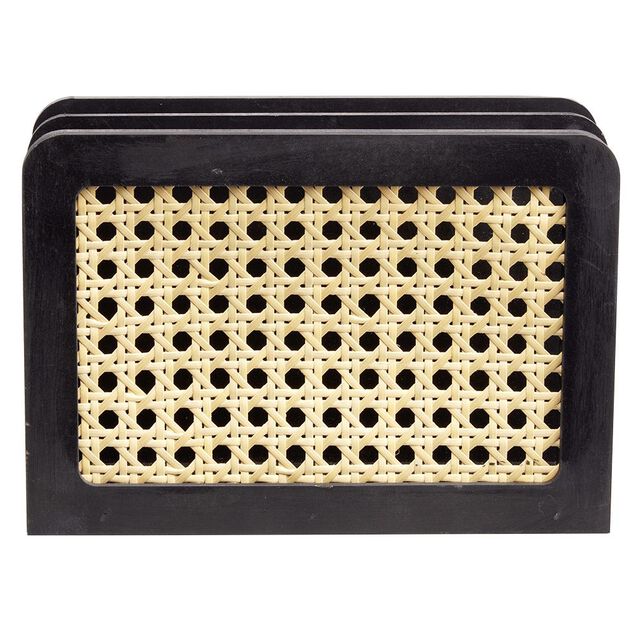 Range courrier cannage rotin naturel noir