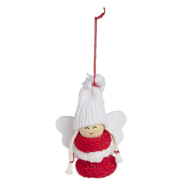 Personnage &agrave; suspendre rouge et blanc - Fille/P&egrave;re No&euml;l/Ange