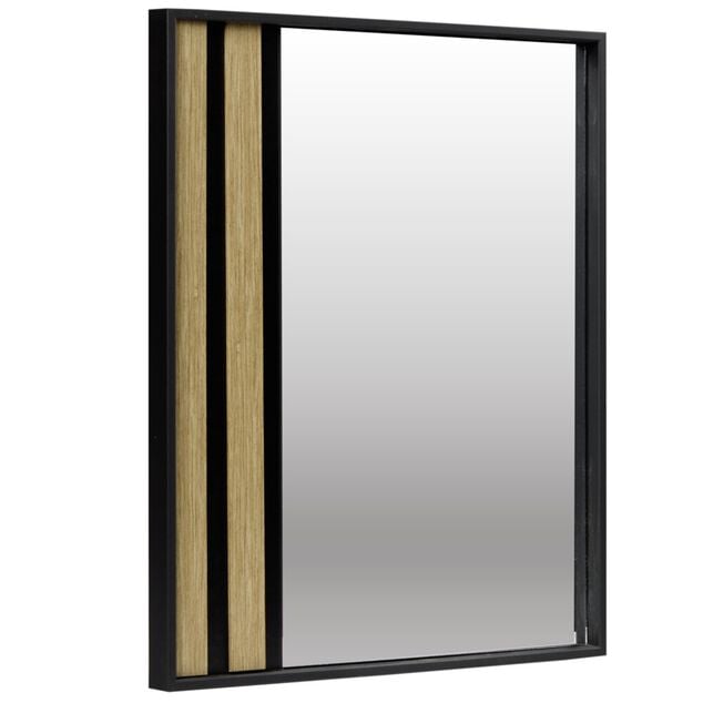 Miroir Kioto bord bois et verre marron et noir 40x50cm