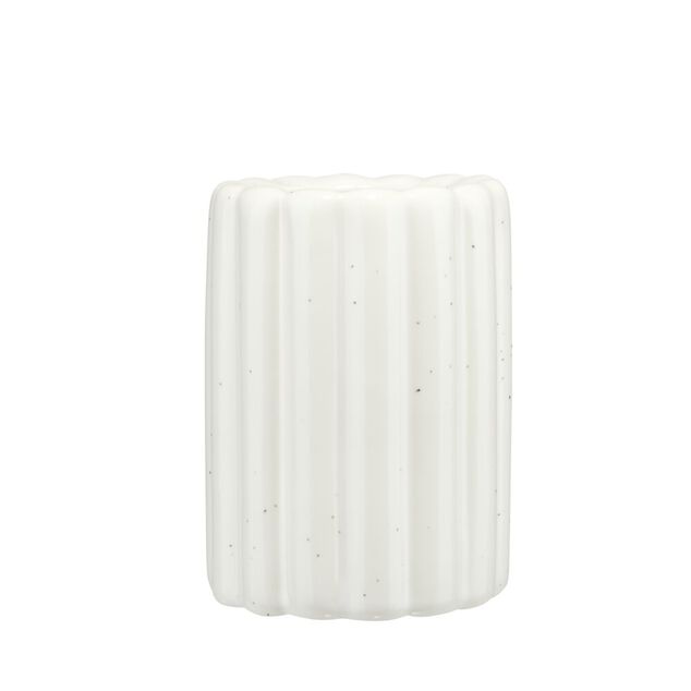 Gobelet salle de bain fa&ccedil;on cannel&eacute; gr&egrave;s blanc &Oslash;8xH11cm