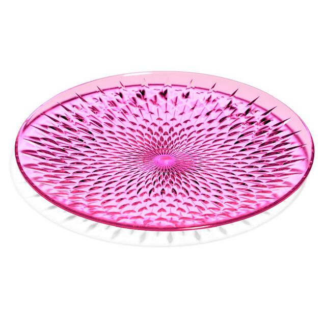 Assiette &agrave; dessert plastique effet martel&eacute; rose &Oslash;20cm