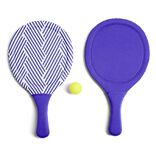 Raquette de plage x2 + 1 balle adulte plastique bleu