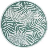 Tapis de jardin rond India feuillage exotique vert et blanc &Oslash;100cm