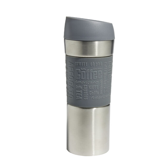 Mug isotherme en inox avec paroi isolante en silicone gris 350ml