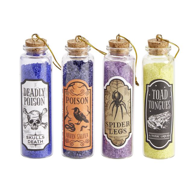 D&eacute;coration Halloween &agrave; poser Spirit bouteille potion x4 en verre &Oslash;3xH10cm
