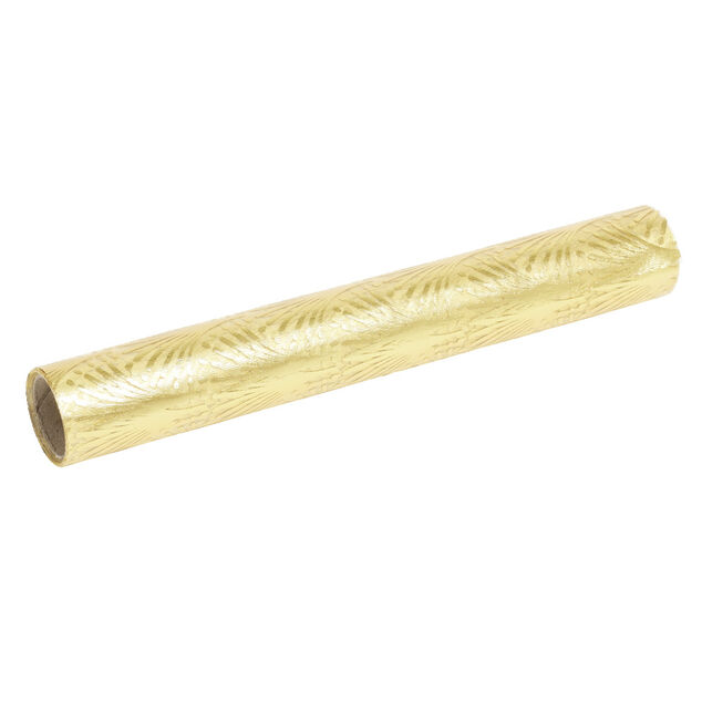 Chemin de table en organza jaune motif feuille dorée 28x300cm