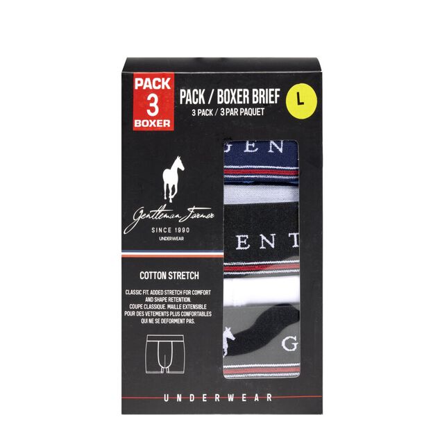 Boxer homme x3 Gentleman farmer coton strech taille &eacute;lastique S/M/L/XL