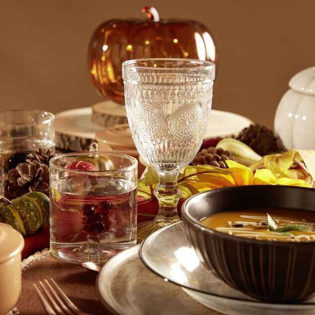 Verre &agrave; pied motif baroque 310ml H17cm