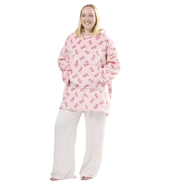 Plaid pull imprim&eacute; de No&euml;l L80X70 cm polyester (3 mod&egrave;les vert/rose/beige)
