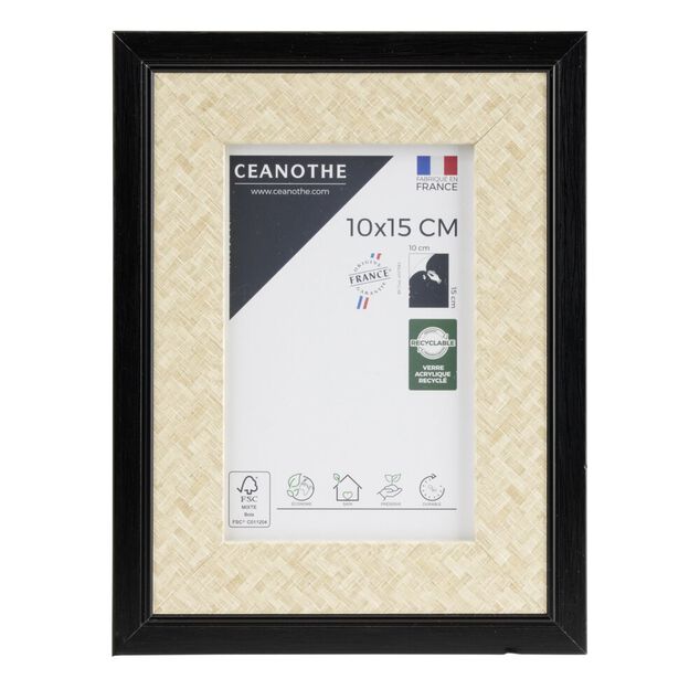 Cadre Palma bois noir 16,8x1,8x21,8cm pour photo 10x15cm