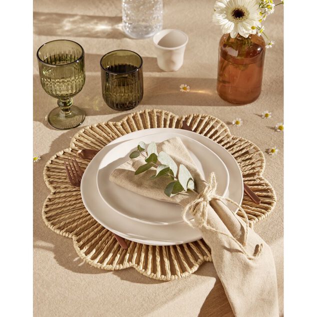 Set de table papier tress&eacute; forme fleur &Oslash;38cm