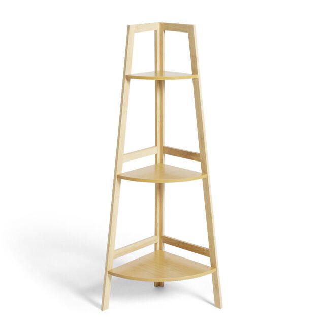 Etag&egrave;re d'angle bambou 3 niveaux 32xH103x32cm